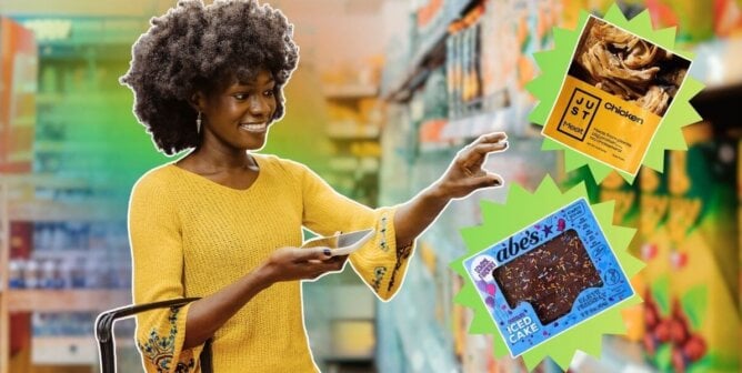 A woman choosing from products in a store