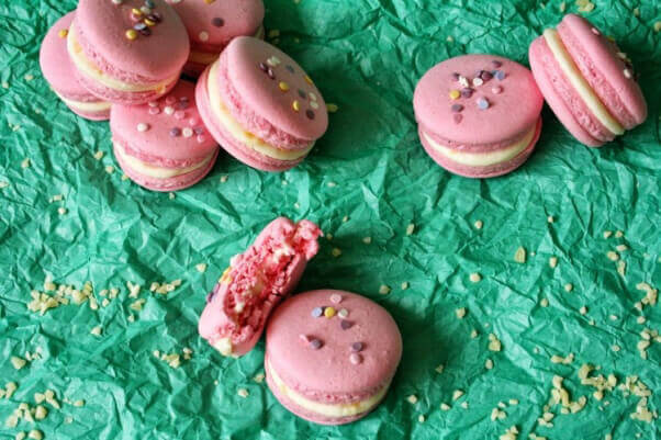 Vegan macaroons made with vegan egg replacer -- in this case, aquafaba.